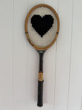 Vintage Tennis Racquet Wall Art - Black Heart