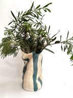 Tall Crush Vase 'Blue/ Green Cream'