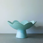 Scalloped Pedestal Bowl - Seafoam
