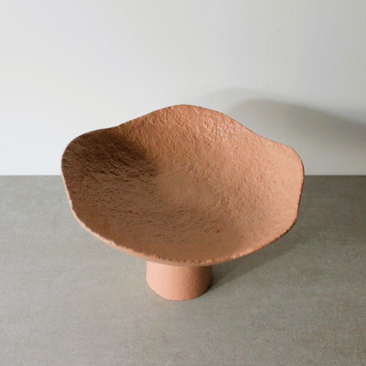 Wavy Pedestal Bowl (Tall) - Pink Clay