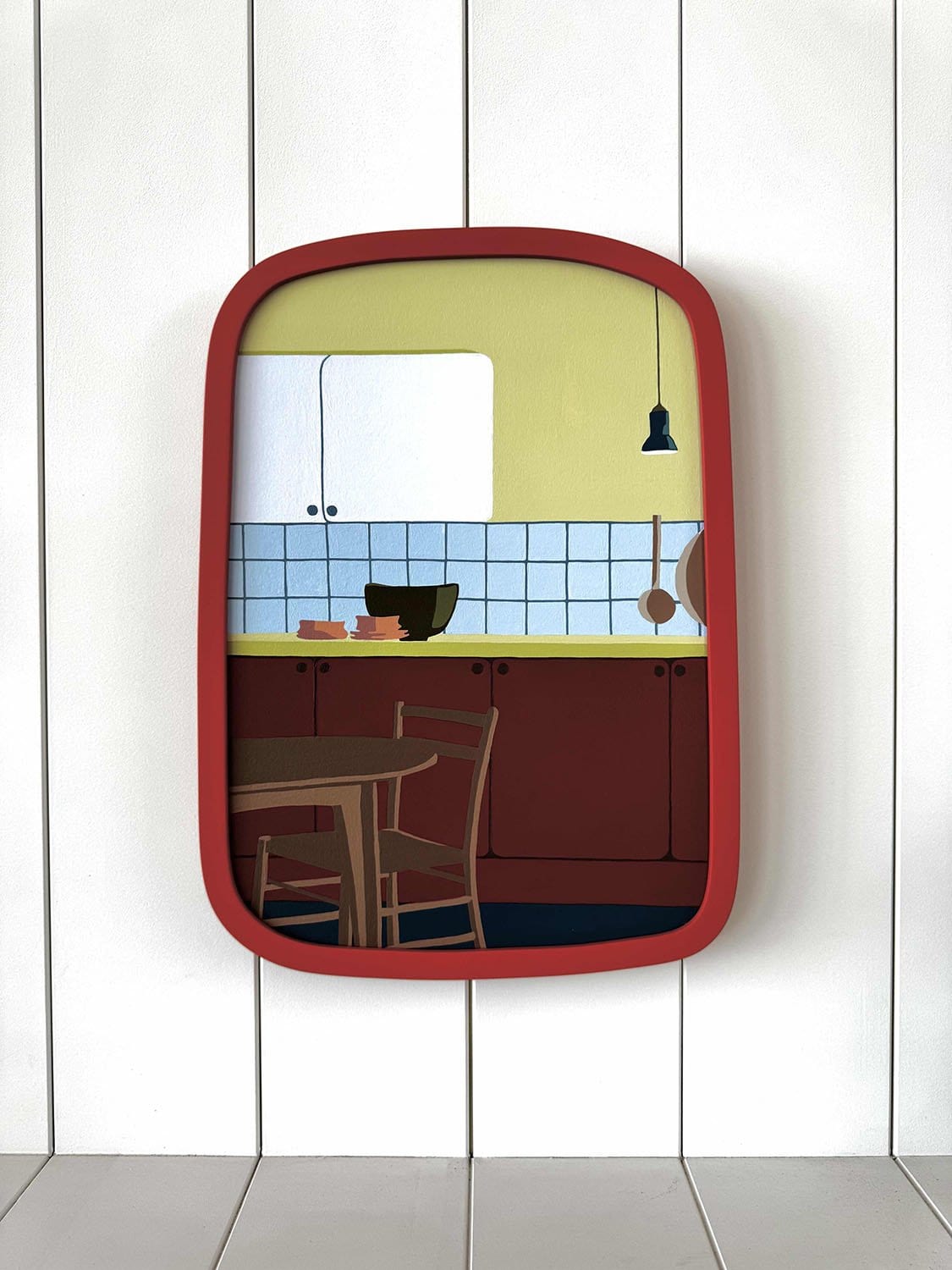Red Kitchen Blue Tiles - Original Art