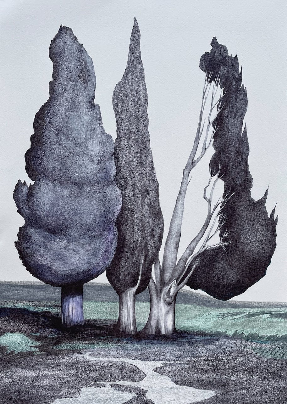 In The Shade Of Cypresses - Original Art