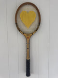 Vintage Tennis Racquet Wall Art - Yellow Heart
