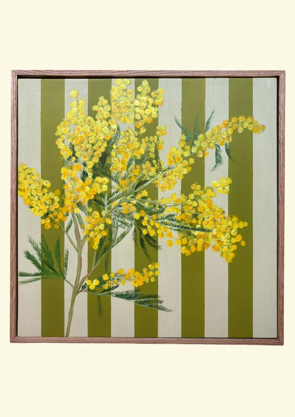 Mimosa On Olive Stripes - Original Art-Original Art-Nay Bellamy-Greenhouse Interiors Pty Ltd