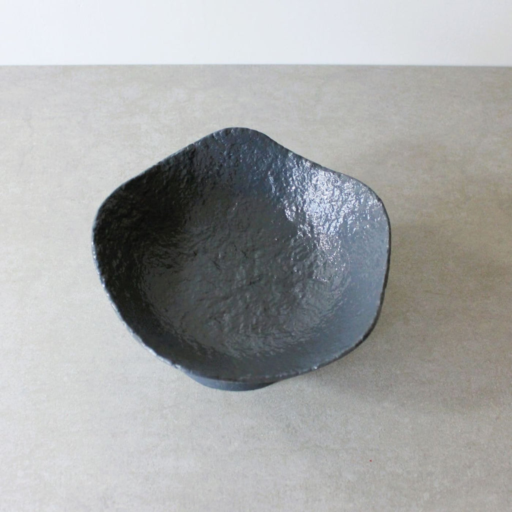 Wavy Pedestal Bowl - Charcoal Blue