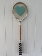 Vintage Squash Racquet With Woven Heart - Teal
