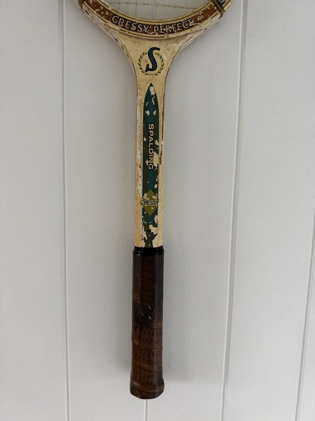 Vintage Tennis Racquet Wall Art - Light Teal Heart