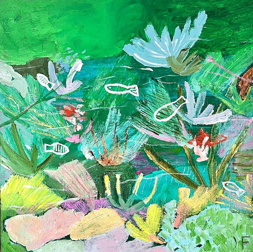 Green Coral - Original Painting-Original Art-Janey Forbes-Greenhouse Interiors Pty Ltd