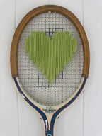 Vintage Tennis Racquet Wall Art - Green Heart