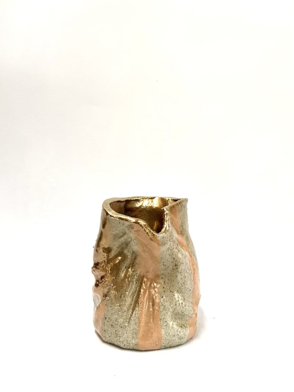 Short Crush Vase 'Gold Blush Stripe'