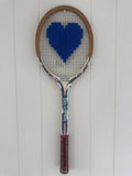 Vintage Tennis Racquet Wall Art - Blue Heart
