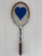 Vintage Tennis Racquet Wall Art - Blue Heart
