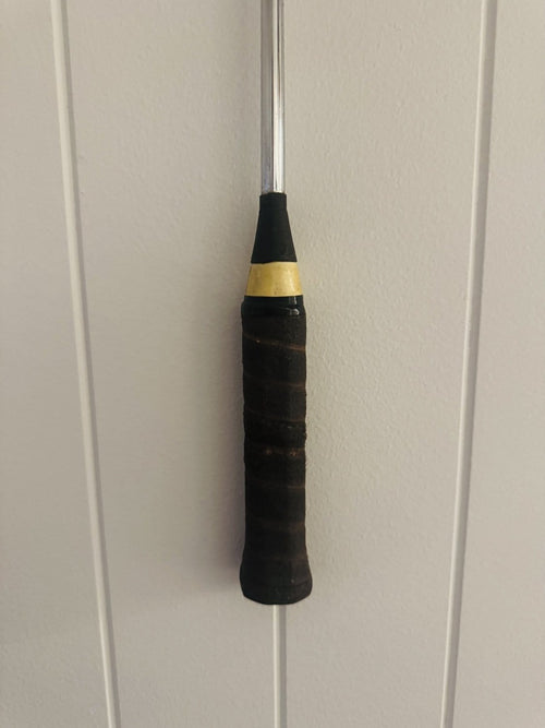 What A Racquet! Vintage Squash Racquet Wall Hanging With Woven Heart - Olive Green