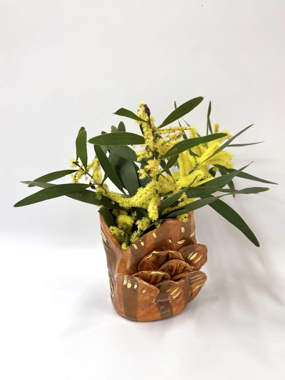 Short Crush Sculptural Vase ' Copper Brown Gold'