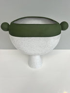 Ball Vase In Olive Green And White