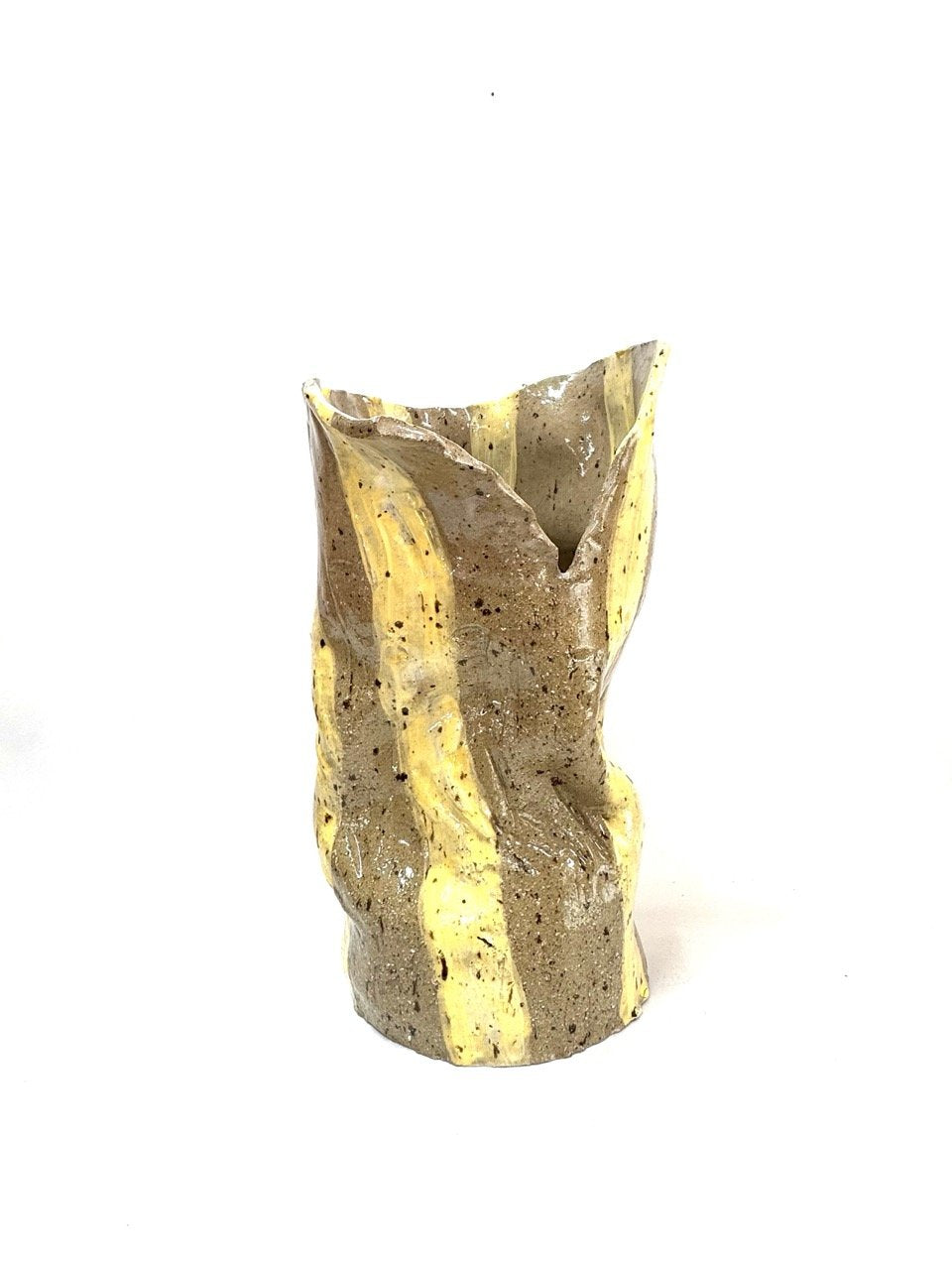 Tall Crush Vase 'Cream Mud'