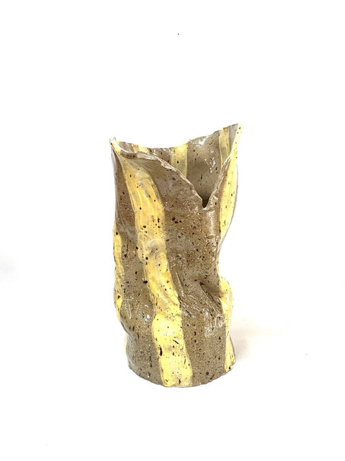 Tall Crush Vase 'Cream Mud'
