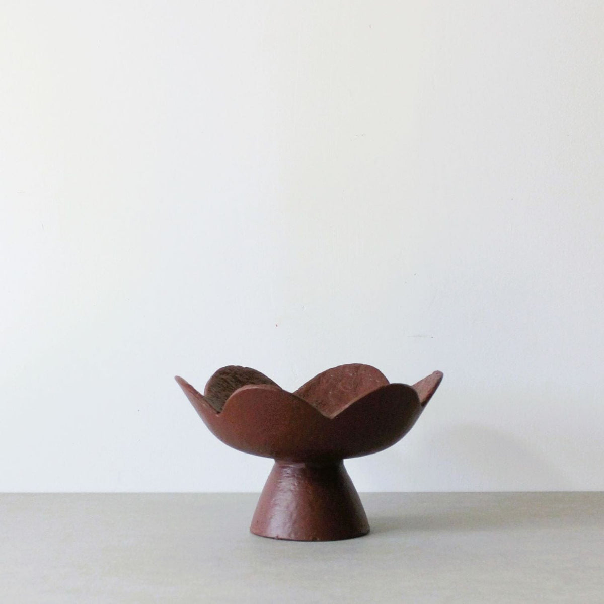 Scalloped Pedestal Bowl - Burnt Sienna