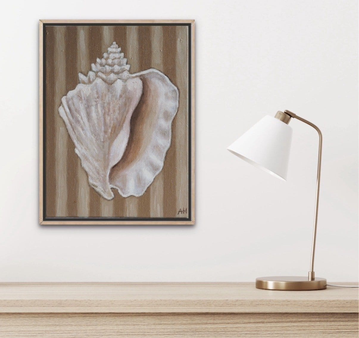 Caramel Stripe Conch-Original Art-Aleisha Hobson-Greenhouse Interiors Pty Ltd