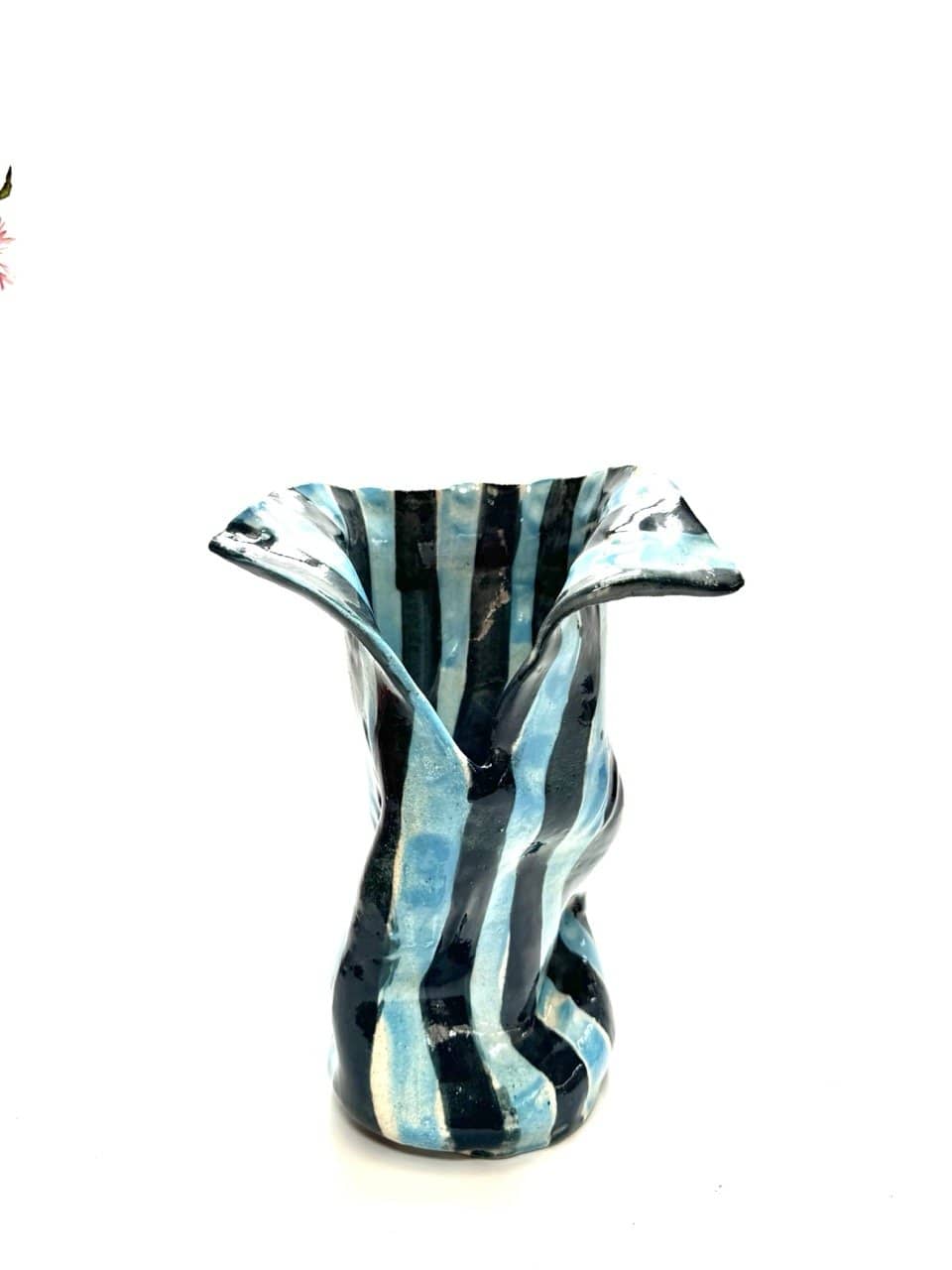 Skinny Crush Vase 'Blue/ Green Turquoise"-Ceramics-Lauren Barton-Greenhouse Interiors Pty Ltd