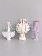 Charlie Brown - Sculptural Vessel With With Light Brown Stripes