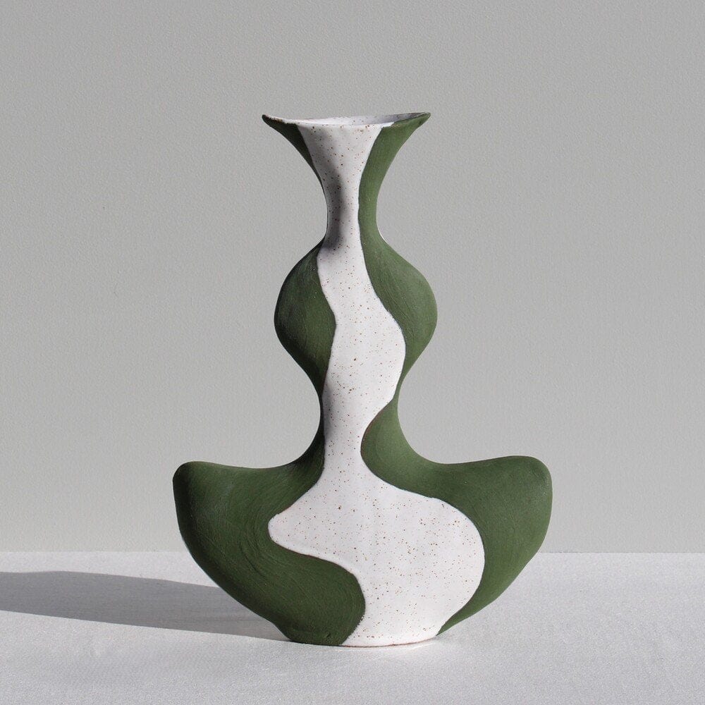 Olive Green Groovy Vessel