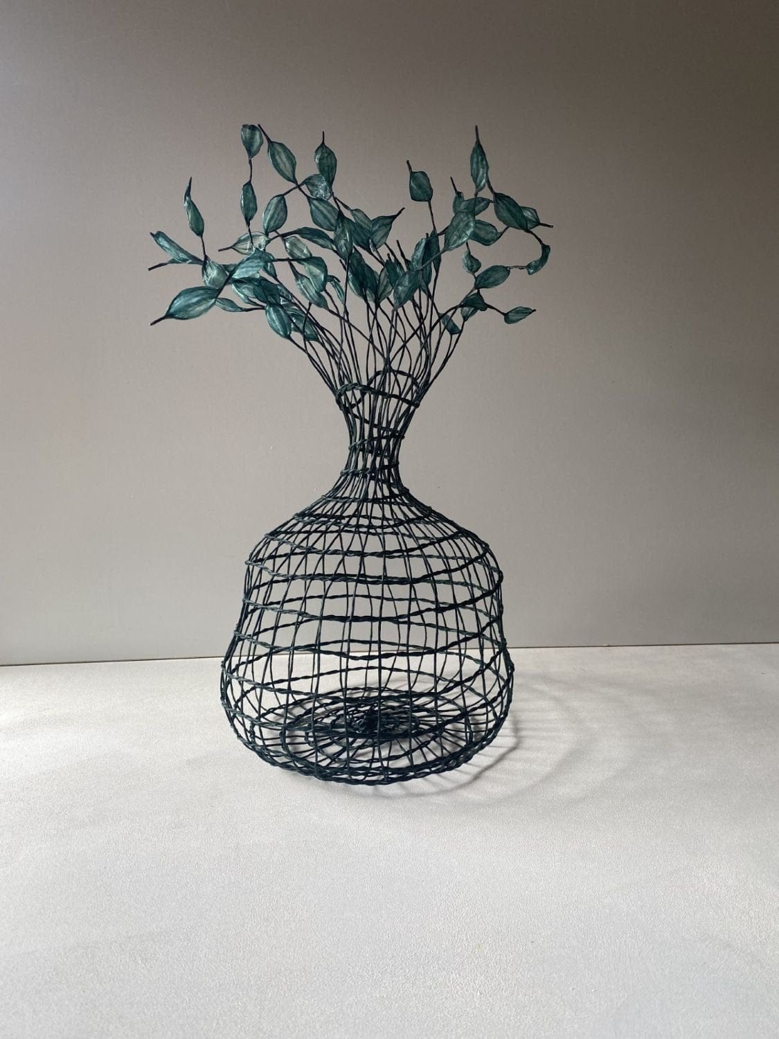 Woven Vase In Emerald Green