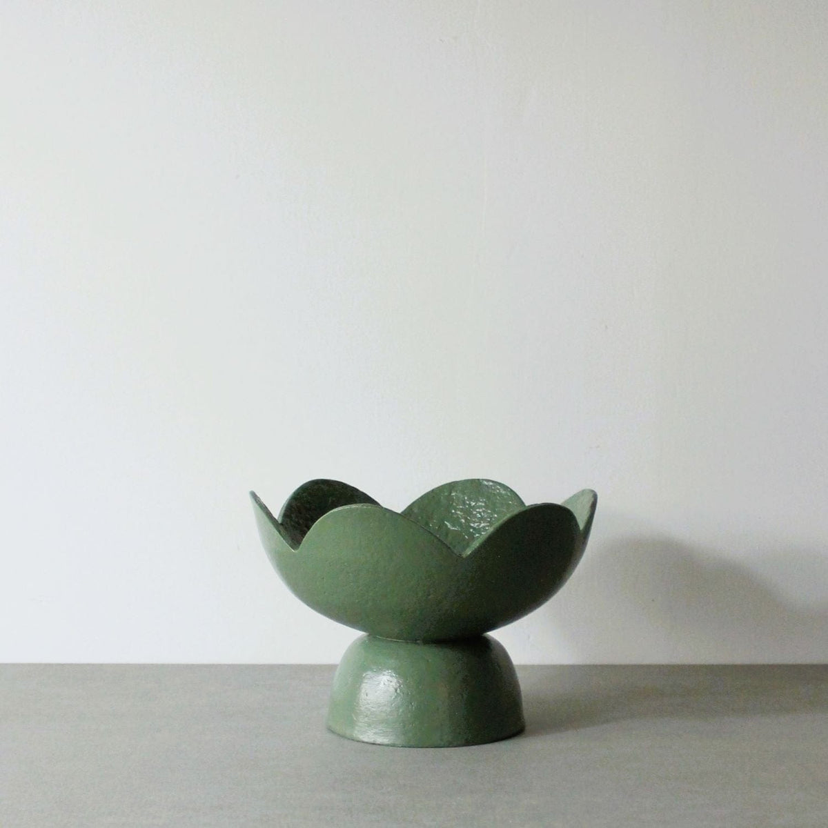 Scalloped Pedestal Bowl - Forest Green