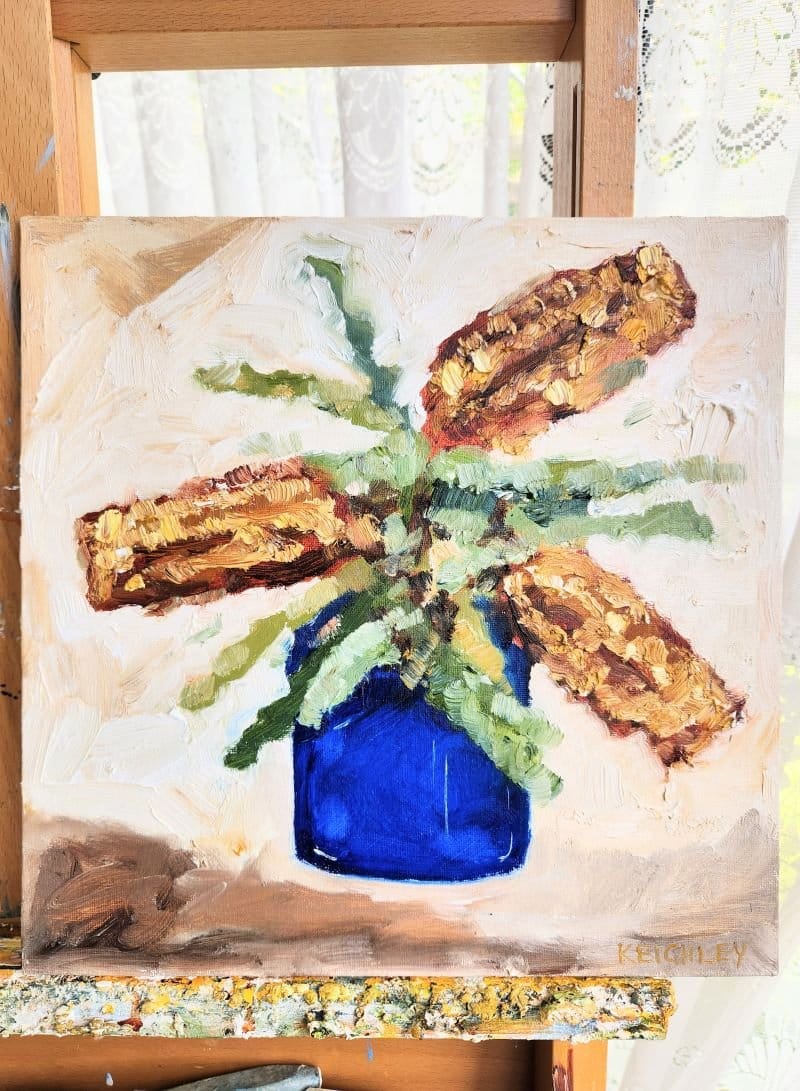 Banksia In Blue Glass - Original Art