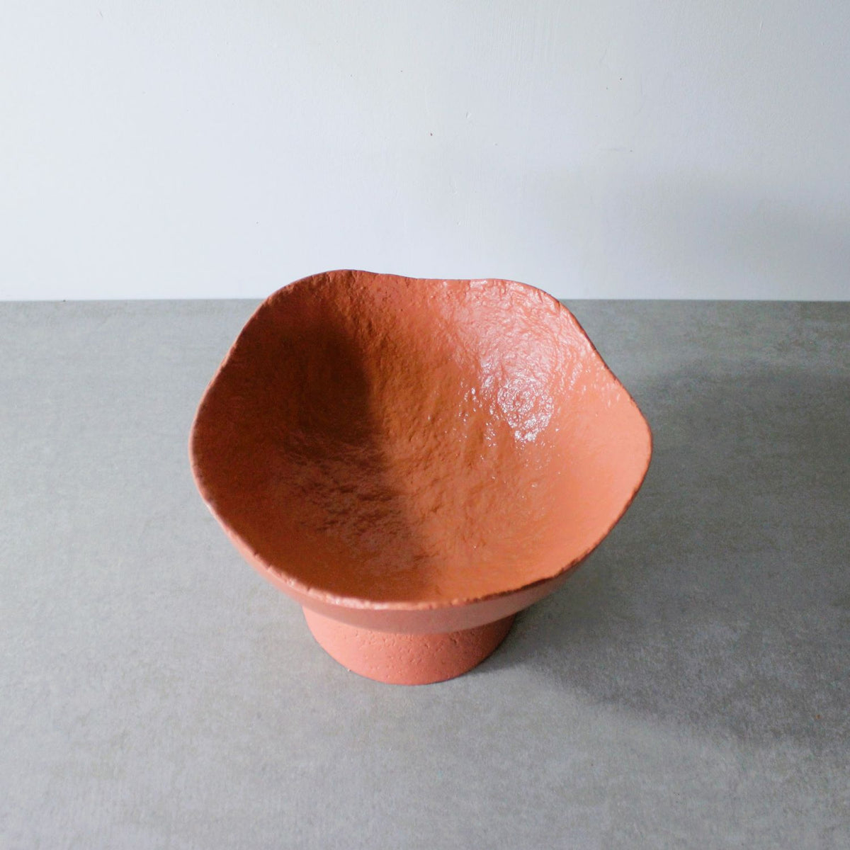 Wavy Pedestal Bowl - Terracotta Peach