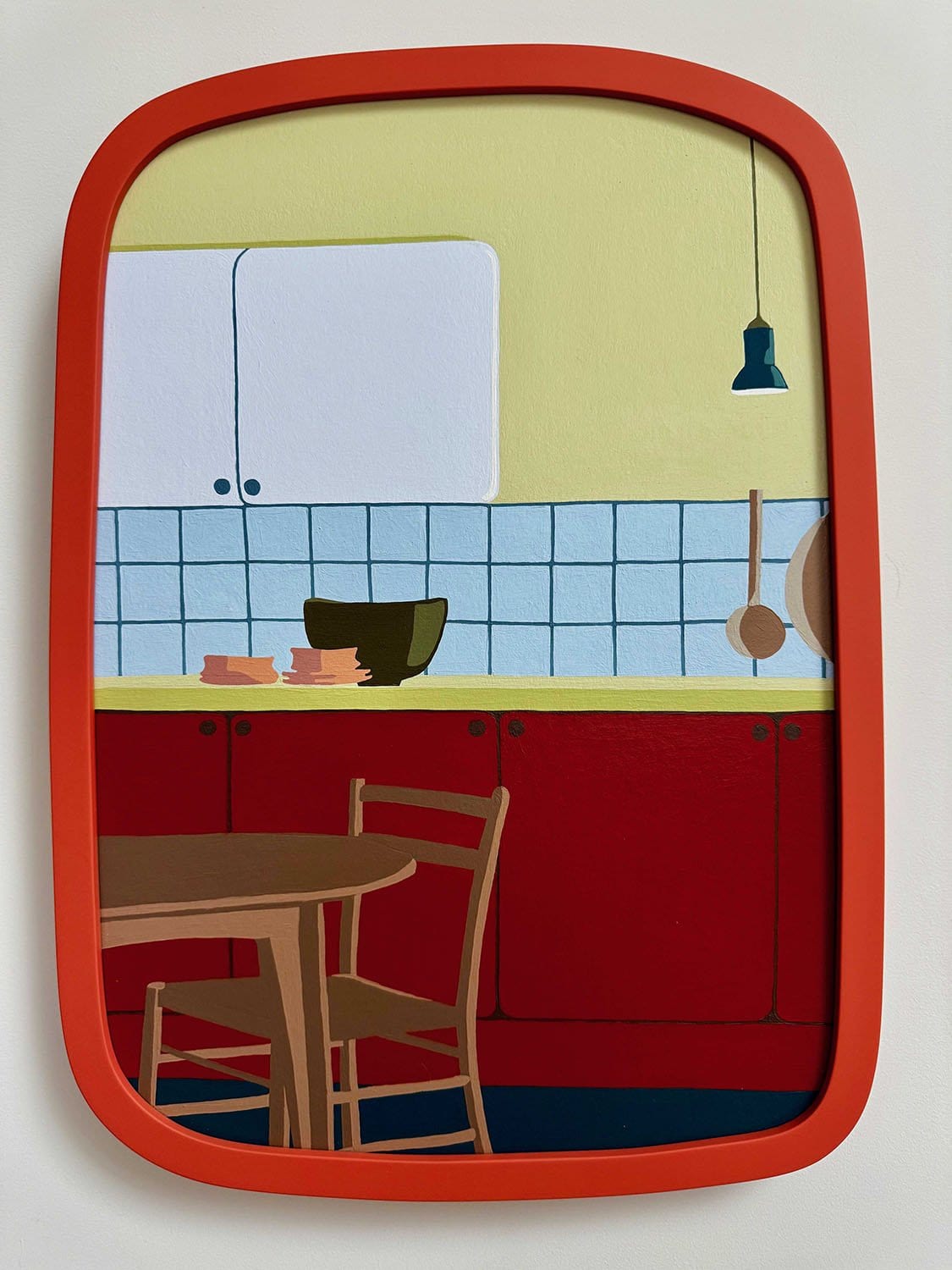 Red Kitchen Blue Tiles - Original Art