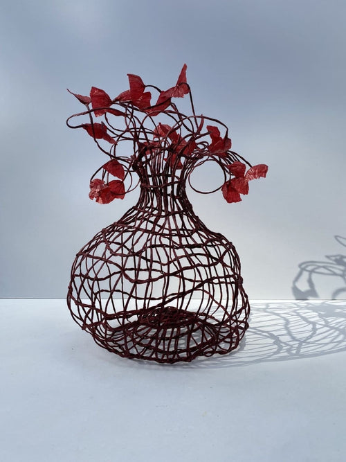 Woven Vase In Red
