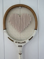 Vintage Squash Racquet With Woven Heart - Light Pink