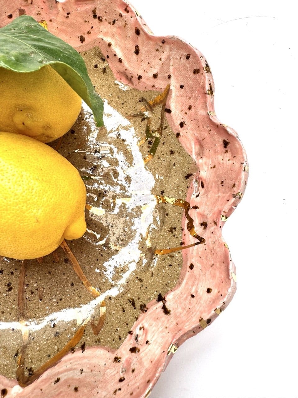 Petal Salad Bowl - 'Pink Gold Flower'-Ceramics-Lauren Barton-Greenhouse Interiors Pty Ltd