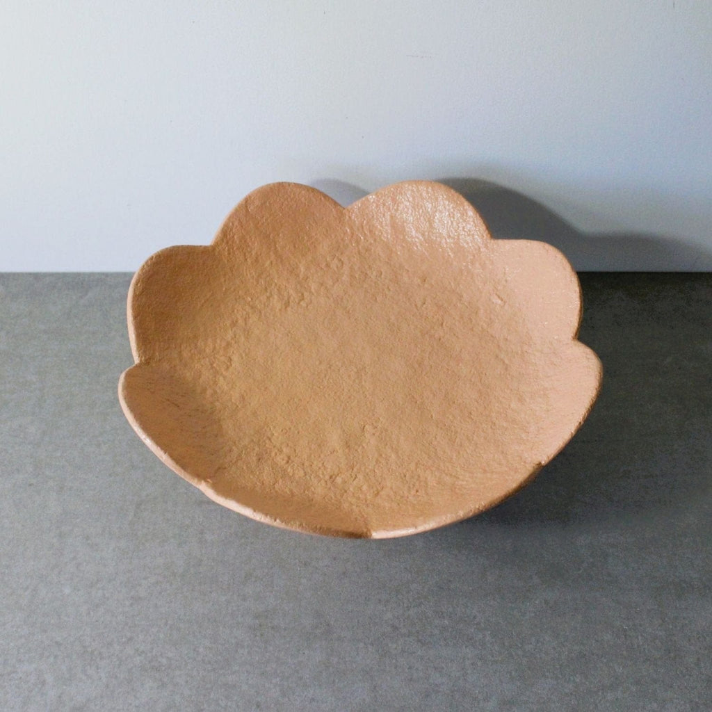 Scalloped Pedestal Bowl - Apricot