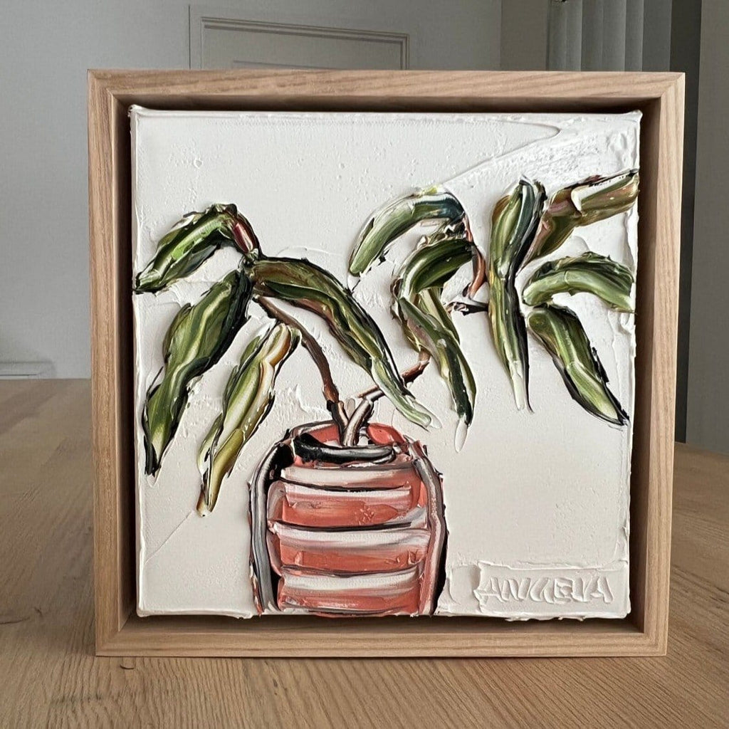 Gum Leaves In Clay Vase  - Original Art