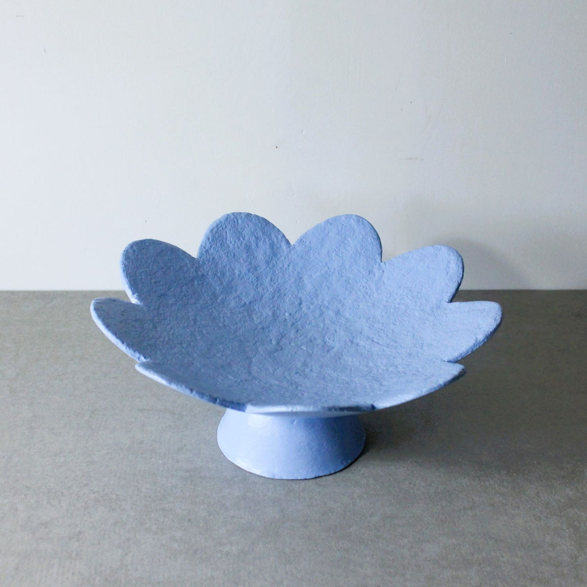 Scalloped Pedestal Bowl - Cornflower Blue