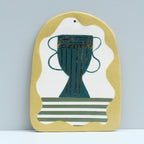 Art Tile - Dark Green And Gold Vessel