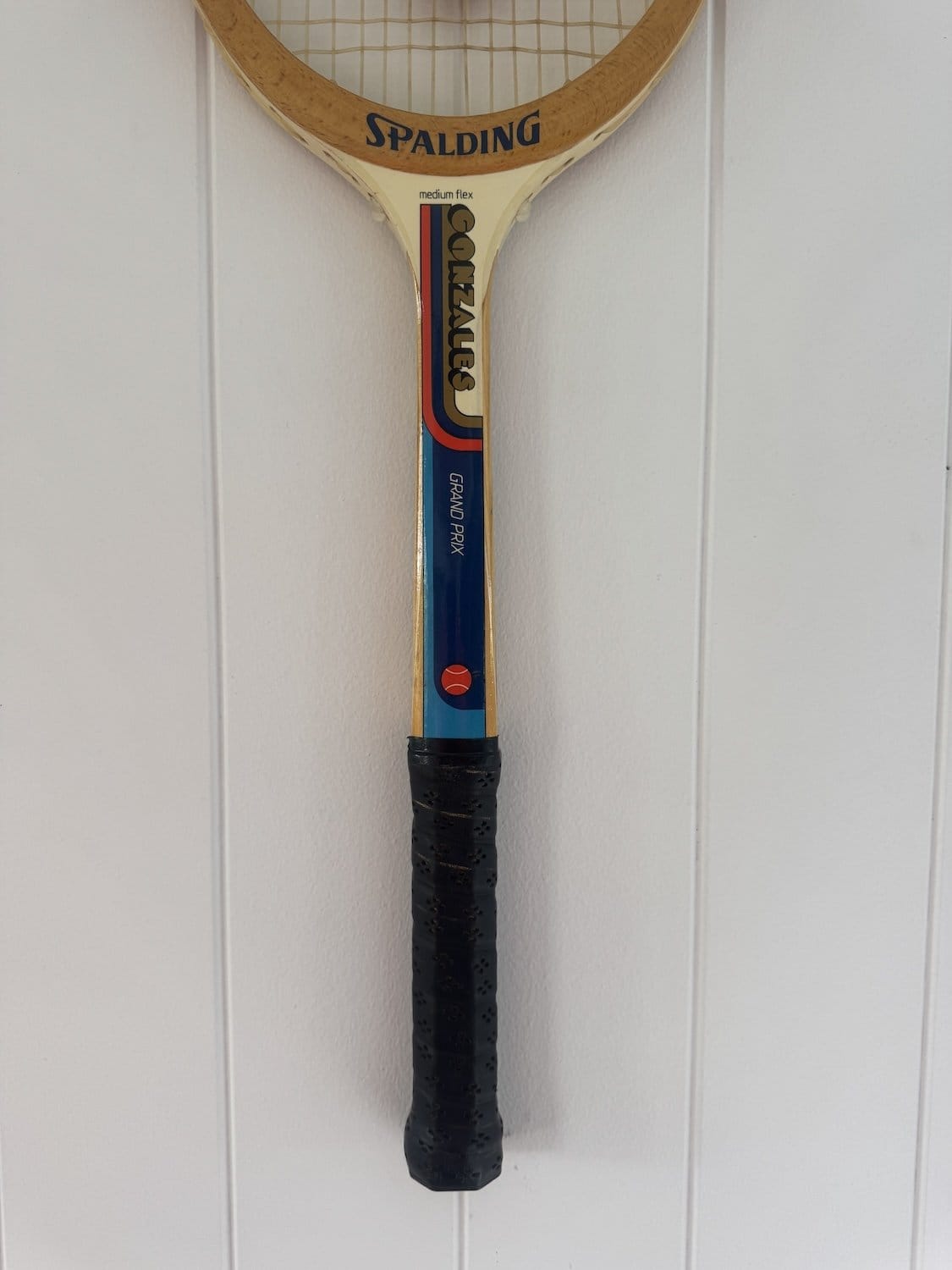 Vintage Tennis Racquet Wall Art - Blue & Mustard Heart