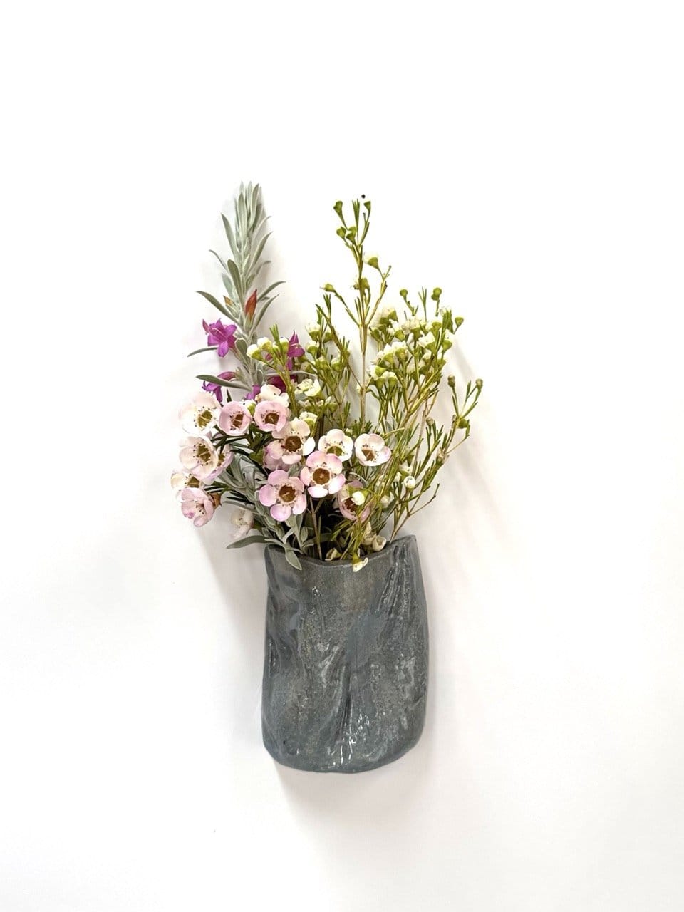 Short Crush Wall Vase 'Steel'