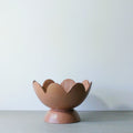 Scalloped Pedestal Bowl - Mocha-Vases & Vessels-Ode to Elma-Greenhouse Interiors Pty Ltd