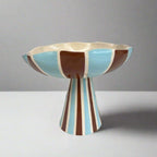Light Blue And Brown Pedestal Bowl