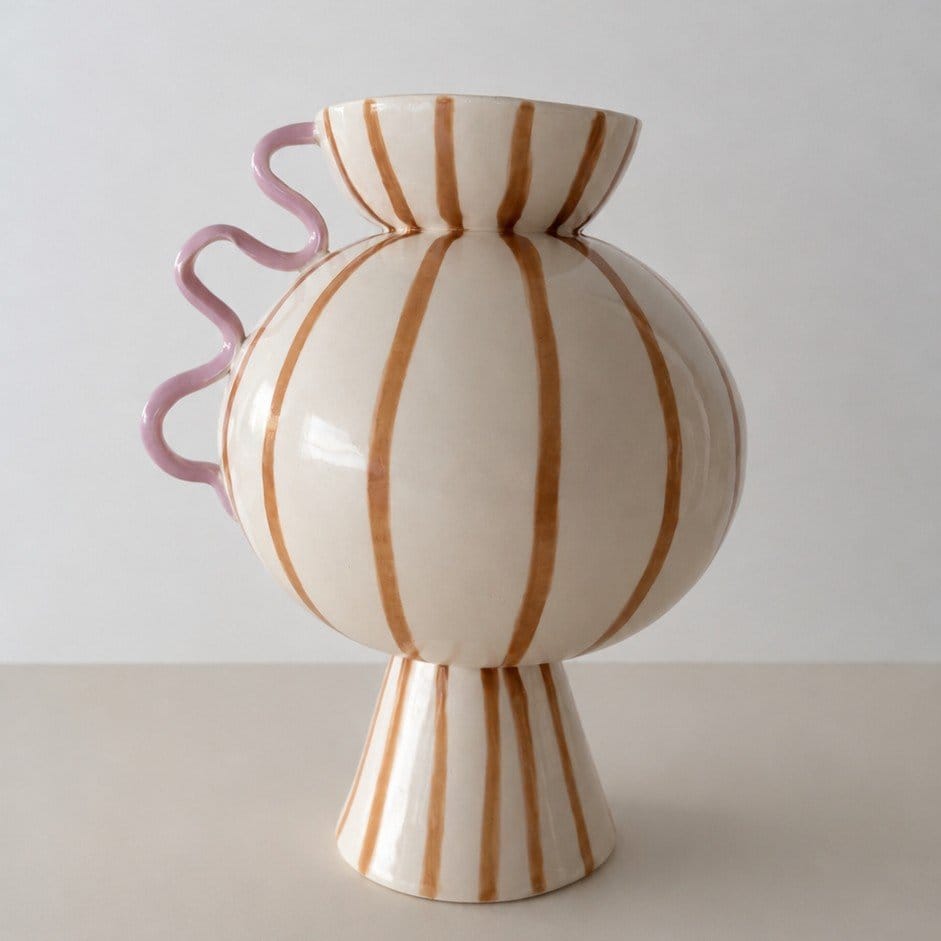 Charlie Brown - Sculptural Vessel With With Light Brown Stripes