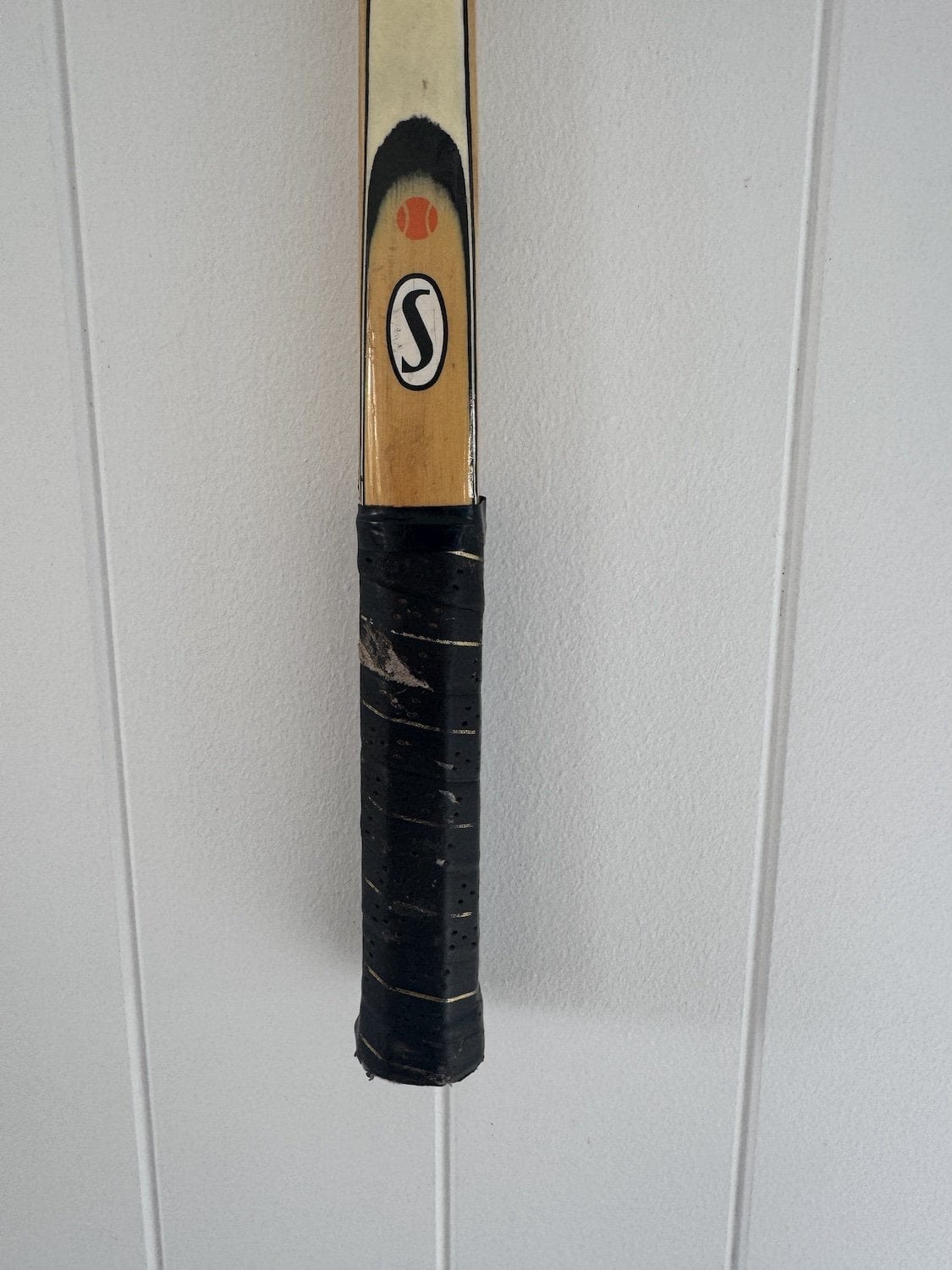 Vintage Tennis Racquet With Woven Heart - Mustard