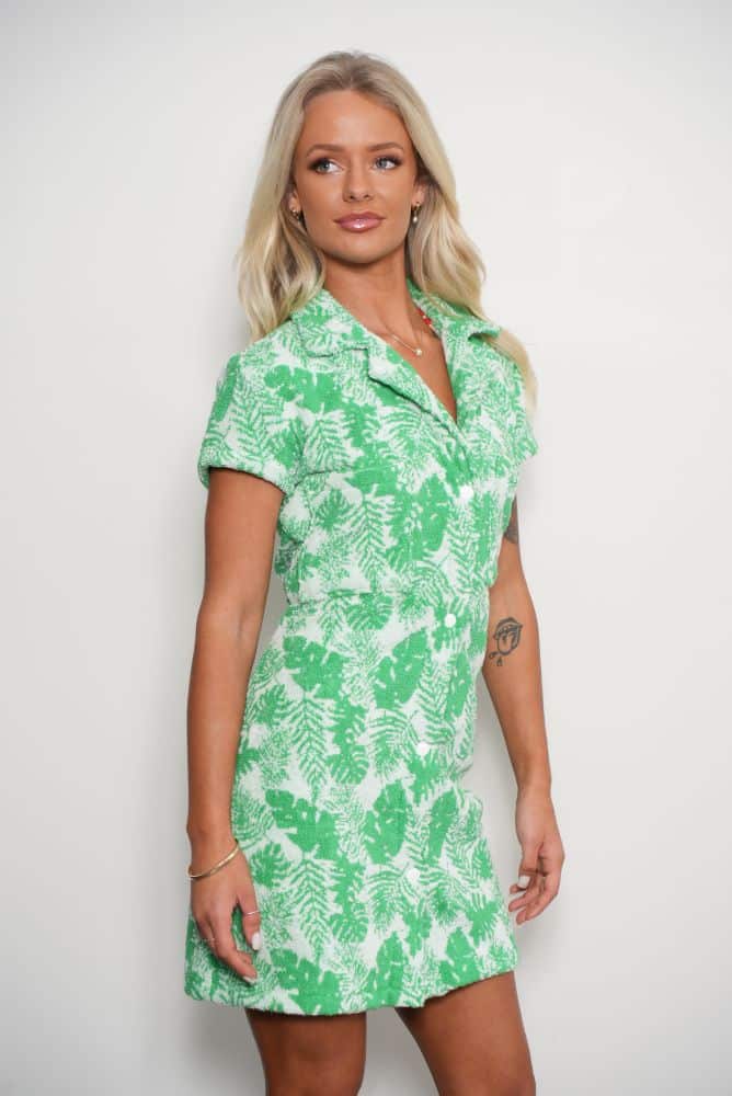 Women’s Terry Towelling Dress - Grasshopper Green