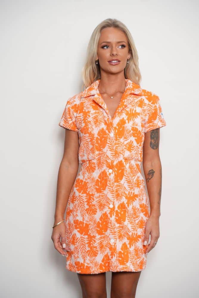 Women’s Terry Towelling Dress - Sunrise Orange