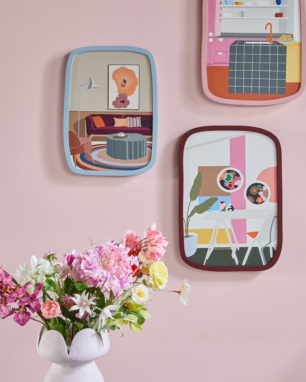 Pink Cupboards Grey Tiles - Original Artwork