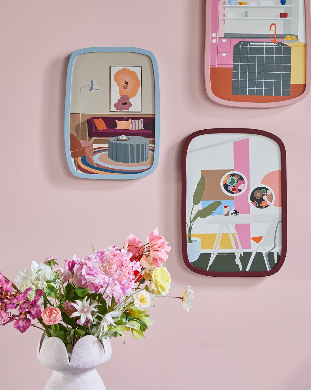 Pink Cupboards Grey Tiles - Original Artwork