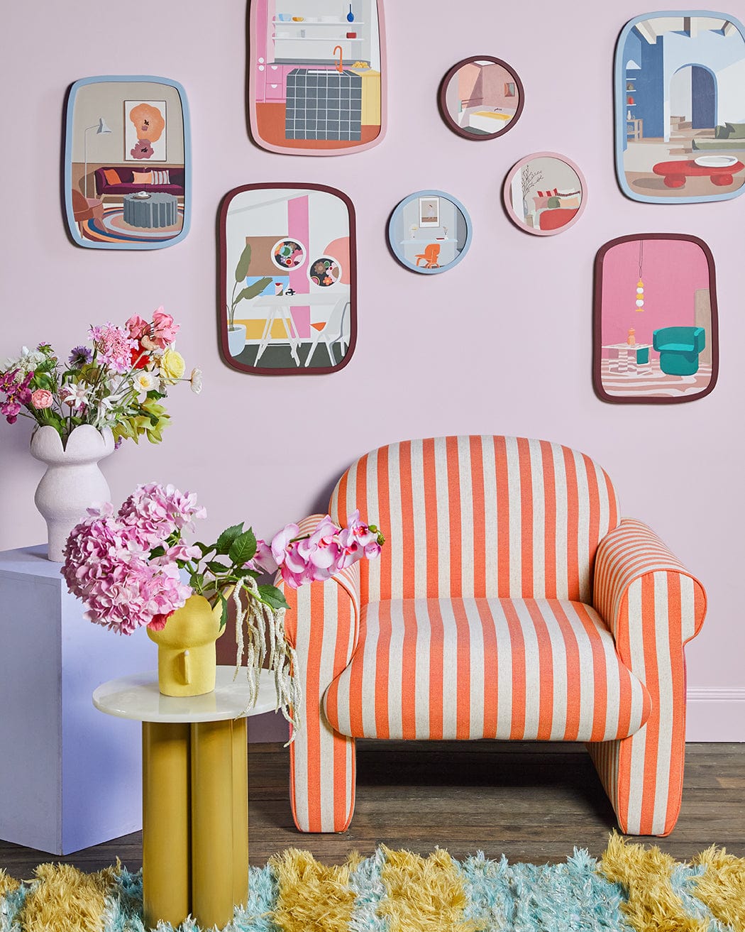 Pink Cupboards Grey Tiles - Original Artwork