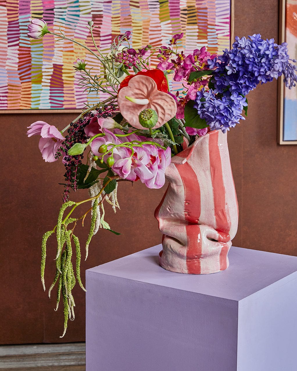 Tall Crush Vase - 'Blush Petal Stripe'